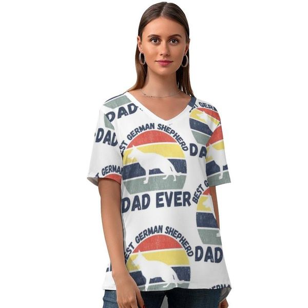 

women's t-shirt german shepherd t shirt fashion lady street style short sleeve graphic v neck tee large, White