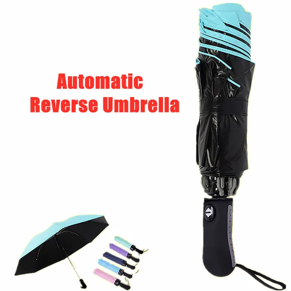 

umbrellas black coating folding reverse umbrella rain women men big windproof sun gifts parasol automatic business car paraguas