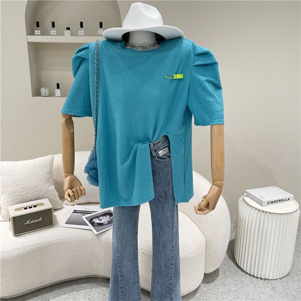 

polos spring summer female niche design loose and thin white bubble short shirt