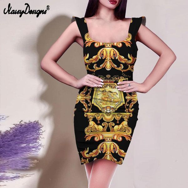 

casual dresses noisydesigns luxury floral women dress summer 2021 plus size 4xl elastic ruffles sleeveless party beach maxi vestido, Black;gray