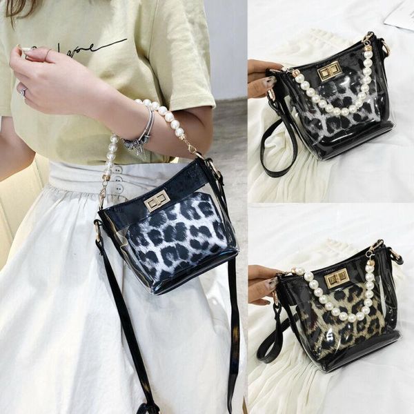 

waist bags fashion women handbag transparent pearl leopard jelly messenger crossbody shoulder bag tote