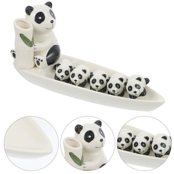 

chopsticks 1 set lovely panda shaped decor cartoon chopstick stand ceramic rest