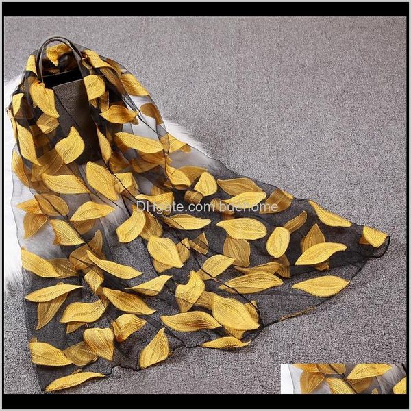 

hats, scarves & gloves fashion aessories drop delivery 2021 scarf womens leaves flowers long shawl spring and autumn echarpe high-quality or, Blue;gray