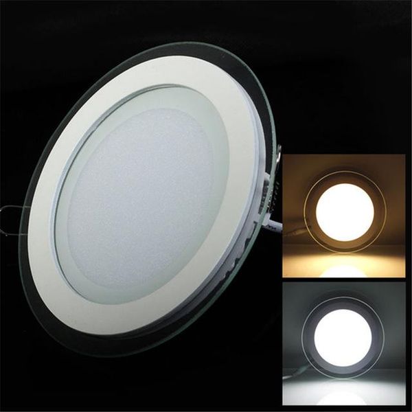 

downlights 6w 9w 12w 18w led panel downlight round glass recessed ceiling spot light smd5630 warm cold white panels ac85-265v