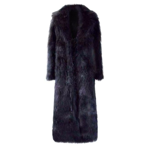 

women's fur & faux women long sleeve solid overcoat elegant turn-down collar warm coat tide casual winter thick outwear, Black