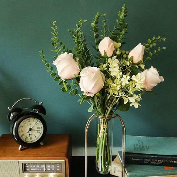 

artificial rose bouquet patio indoor outdoor house office decor wedding table flowers arrangement 2021 decorative & wreaths