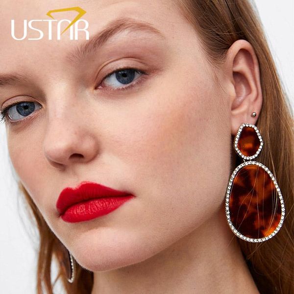 

dangle & chandelier ustar leopard statement earrings for women geometric resin drop 2021 fashion jewelry hanging oorbellen, Silver