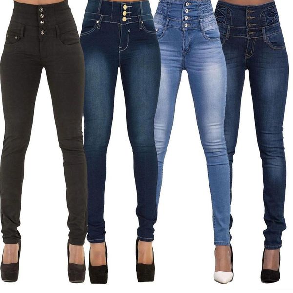

women's jeans woman denim pencil pants brand stretch high waist women skinny, Blue