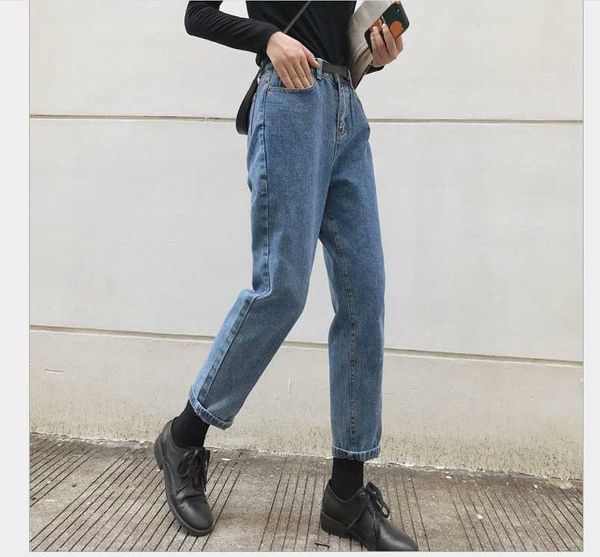 

arrival loose korean high waist slim jeans women's pants & capris, Black;white