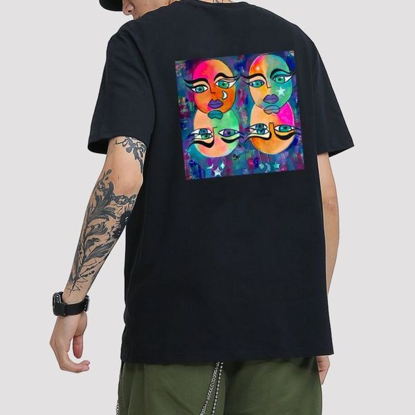 

t-shirt men's t-shirt cotton round neck summer oversize short sleeve fashion brand loose t-shirt high street, White;black