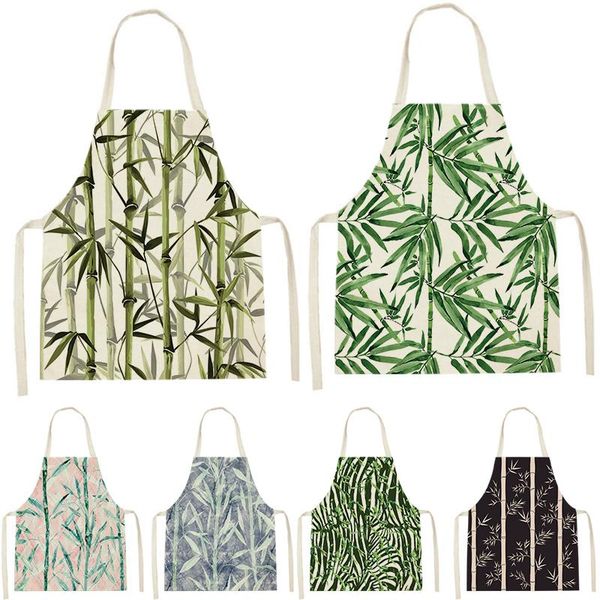 

aprons 1 piece of bamboo print sleeveless apron children's cleaning home men and women kitchen waist bib anti-fouling pinafore