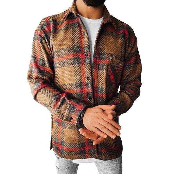 Uomini camicia a quadri sovradimensionata uomo hip hop patchwork abbottonate coppia di maniche lunghe abiti coreani Haruku