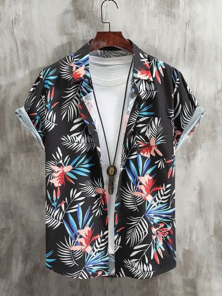 

men random plants print shirt without tee i23i#, White;black