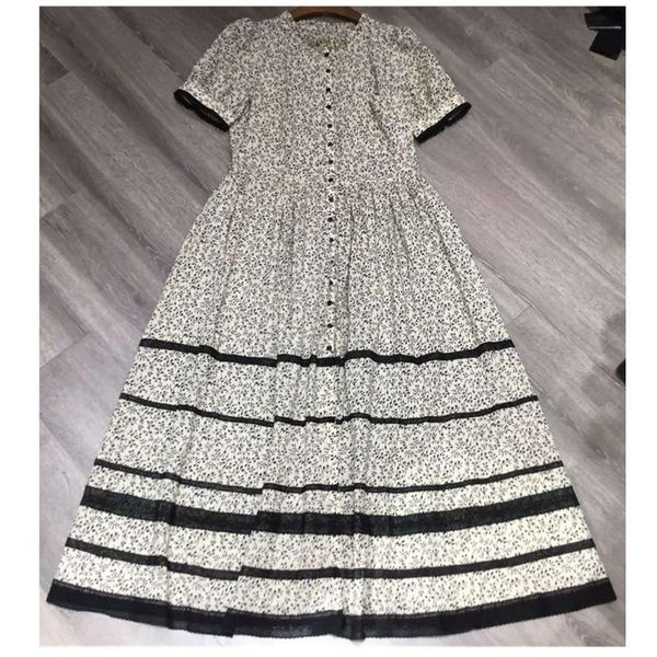 

floral lotus leaf collar hem lace trim dress casual dresses, Black;gray