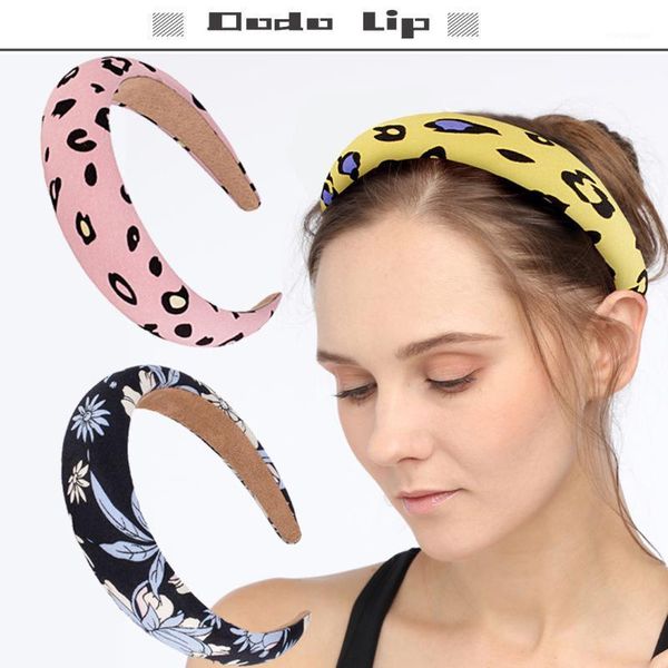 

retro pink leopard headbands for women wide floral print hair bands summer beach accessories korean fashion cute hairbands1