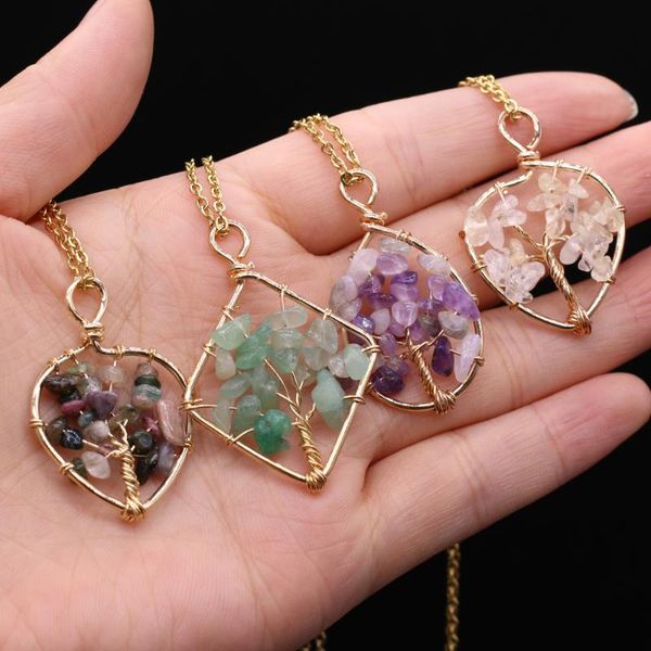 

chains natural stone necklace irregular tourmaline/amethyst/green aventurine pendant love romantic gift chain 40+5 cm, Silver