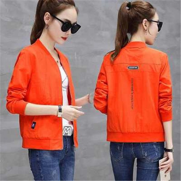 

women's jackets 2021 spring autumn fashion short zipper stand collar long sleeve thin slim fit baseball uniform loose jacket women tren, Black;brown