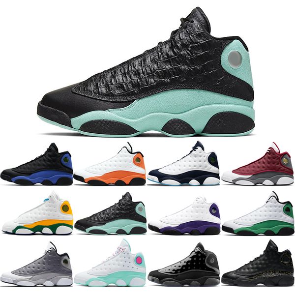 

original 13s basketball shoes atmosphere grey aurora green black cat bred cap and gown chicago flint glitter he got game starfish size 40-46