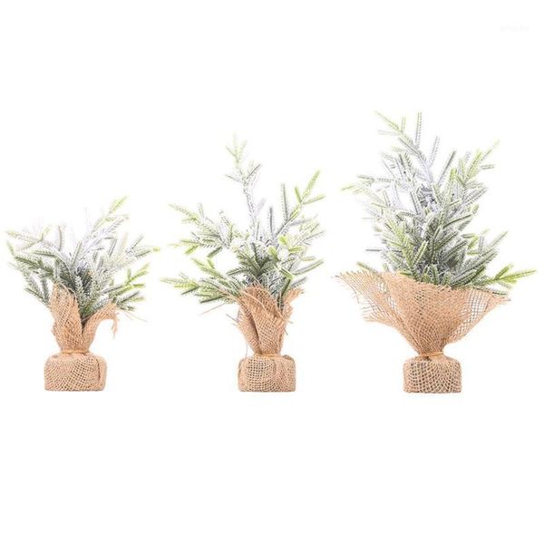 

christmas decorations mini pine tree artificial linen pe snow window tablebar party ornaments year home decoration