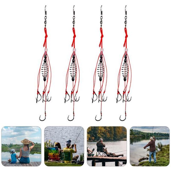 

fishing hooks 4 pcs useful trap iron lure angling bait with spring