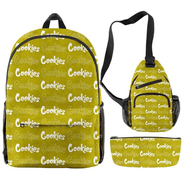 

cookies backpack bag 3 piece set boys/girls casual students school bags women men oxford waterproof cycling