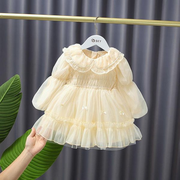 

girl's dresses 2021 autumn baby sweet clothes infant kids cute mesh lantern long sleeve party birthday fairy princess dress for girls 1, Red;yellow