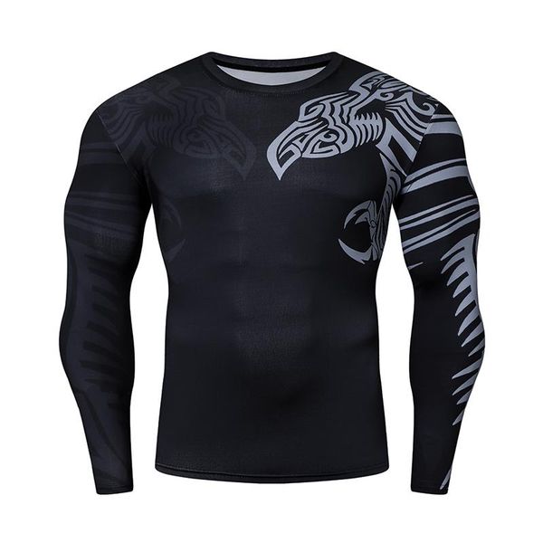 

printed compression shirts running gym brand fashion men's t-shirt with scarf long sleeve clothing, White;black