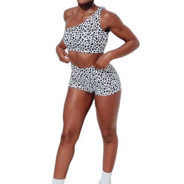 

yoga outfit women skinny leopard printing set gym shockproof sports running work out training suit