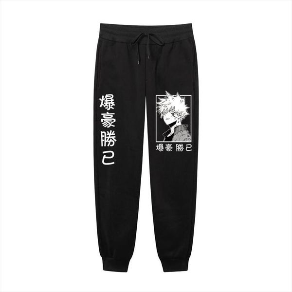 

japanese anime my hero women pants academia katsuki bakugo harajuku print joggers male trousers casual sweatpants, Black