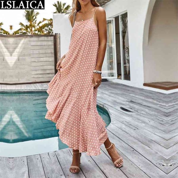 

women dress dot print sleeveless bohemian beach holiday women casual elegant straghetti strap fashion female 210515, Black;gray