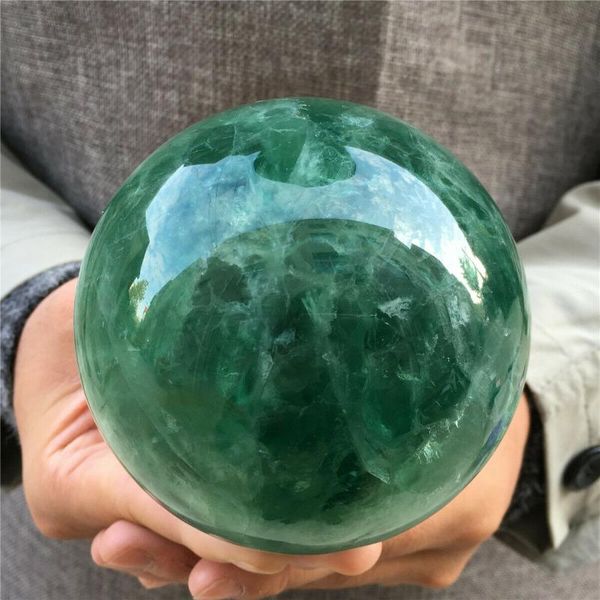 

natural green fluorite quartz sphere crystal ball healing decorative objects & figurines