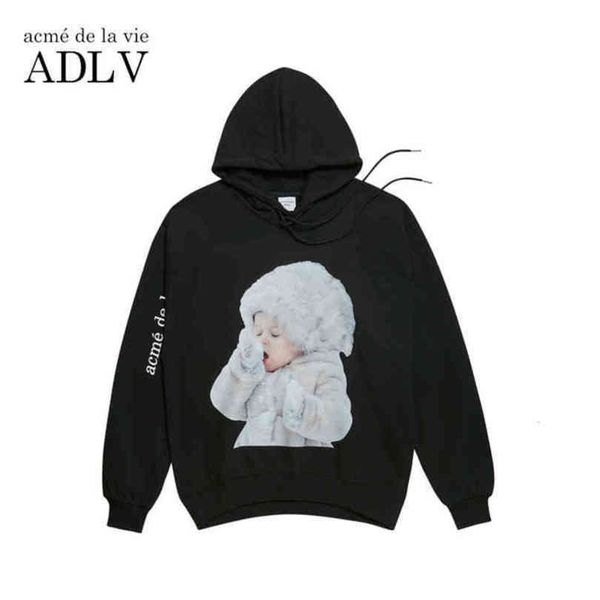 

adlv and wo hooded trui campus slijtage herfst and winter loose casual fashion men, Black
