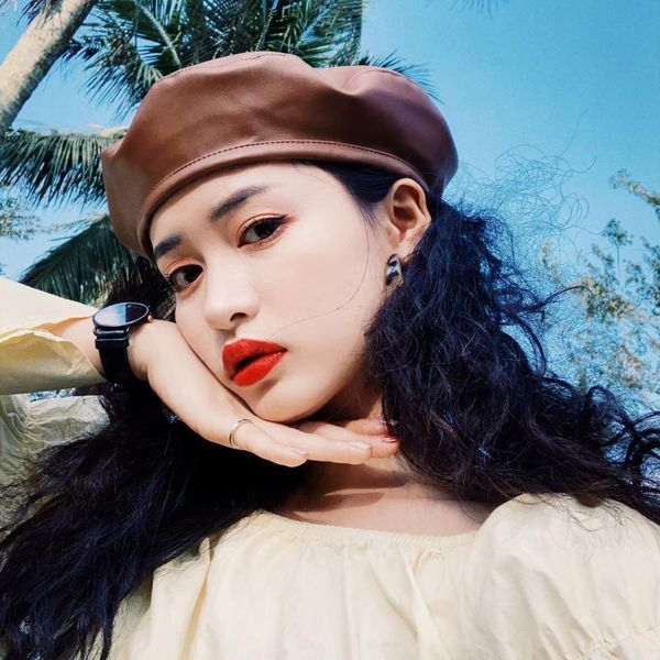 

women girl beret french artist warm wool winter beanie hat cap vintage plain hats solid color elegant lady leather caps beanies