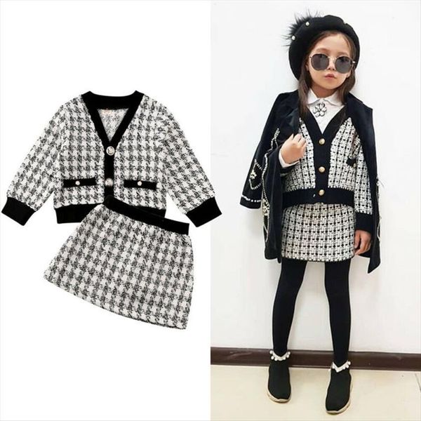 

toddler baby girls winter clothes plaid coat tutu dress formal outfits party 2 pcs pageant set, White