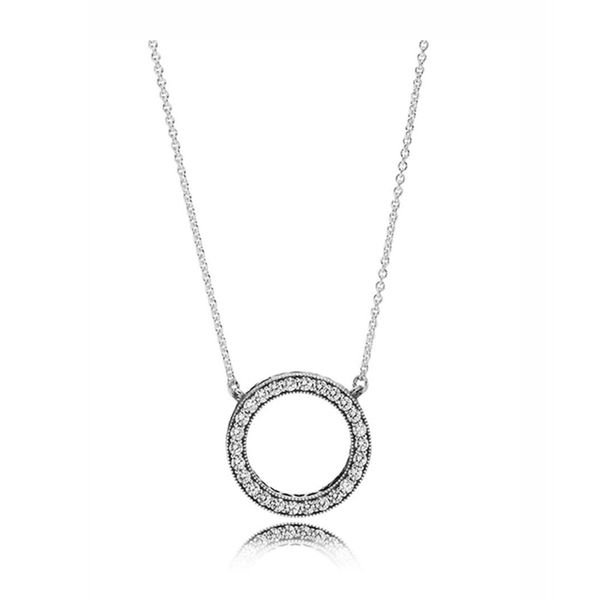 

new 2021 100% 925 sterling silver diamond circle necklace fit diy original fshion jewelry gift 111