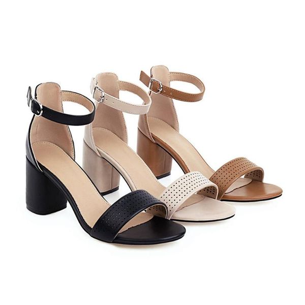 

big size 34-43 summer women solid cover heel square sandals 3 colors, Black