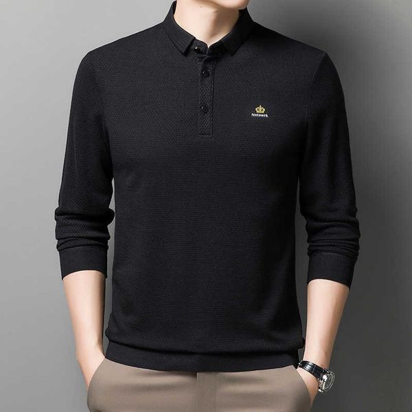 

middle aged men's long sleeved t-shirt casual handsome 30-year-old 40 cloth small shirt outside spring and dad's autumn coat, White;black