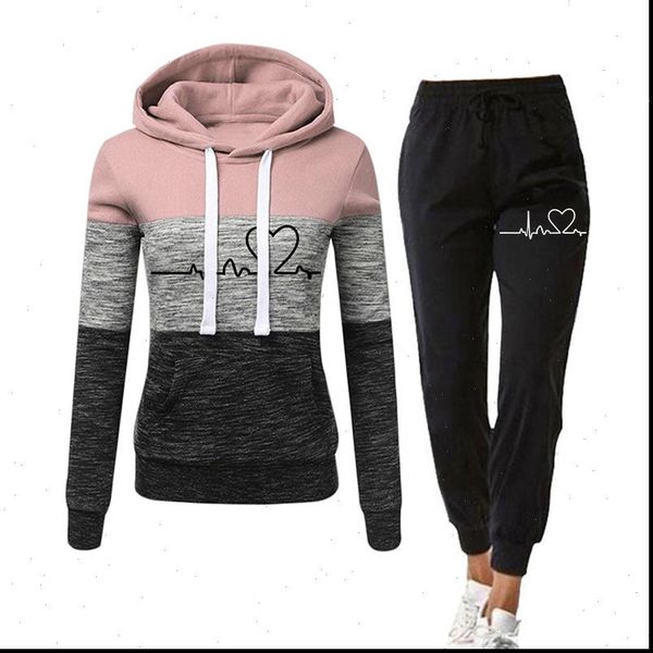 

two piece set tracksuit casual women tracksuits outfits suit clothes autumn spring sweatshirts pulover hoodies pants plus size s 4xl, Gray