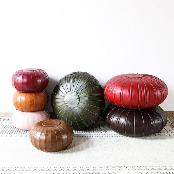 

cushion/decorative pillow nordic style moroccan pu leather pouf craft ottoman footstool round large artificial unstuffed pouffe cushion