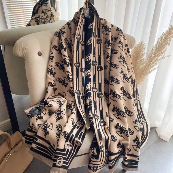 

fashion designer winter cashmere scarf women 2021 letter flower silk lace ring luxury scarf 180 * 70cm, Blue;gray