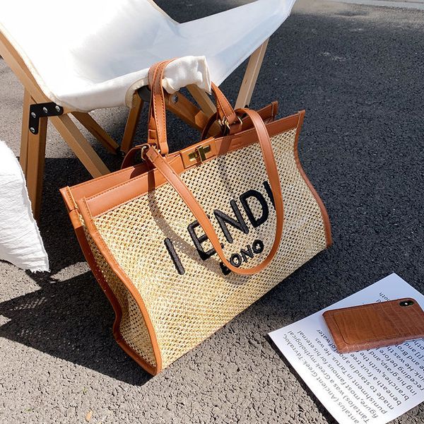 

women's advanced sense of straw summer capacity large foreign style new fashion versatile hand single shoulder bag trend crossbody bag