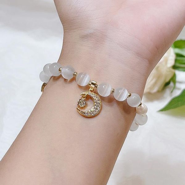 

bangle opal clover cubs design buckle lucky bracelets women jewelry, Black