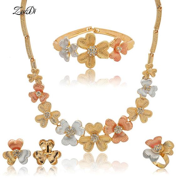 

earrings & necklace zuodi nigerian wedding woman accessories jewelry set fashion african beads dubai gold colorful wholesale, Silver