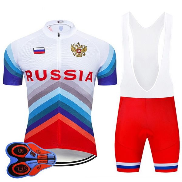 RUSSLAND Sommer Radfahren Jersey 9D Bib Set MTB Uniform Rot Fahrrad Kleidung Quick Dry Bike Wear Ropa Ciclismo Gel Pad