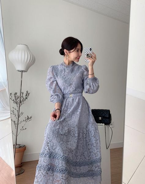 

hight quality womens dresses fashion elegant runway crochet lace dress long lantern sleeve stand collar a line vestidos, Black;gray