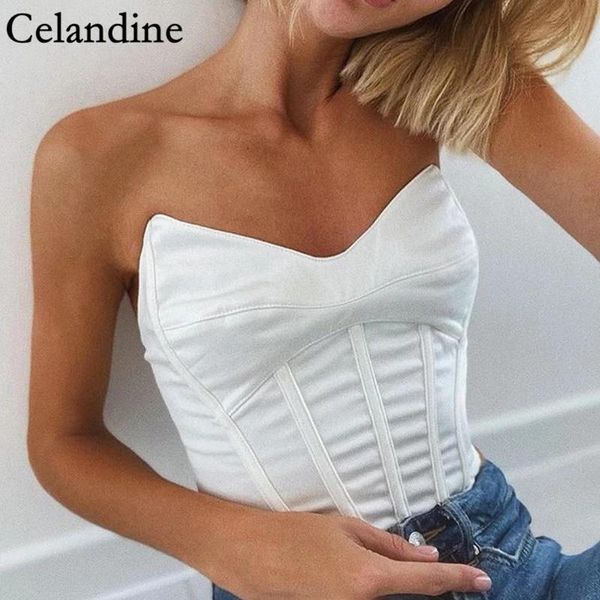 

women's tanks & camis celandine white backless corset crop women sleeveless casual bustier ladies party short tube spring autumn 20