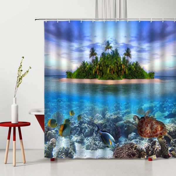 

shower curtains mountain water scenery curtain tropical ocean beach palm tree home decor polyester bathroom accessories washable