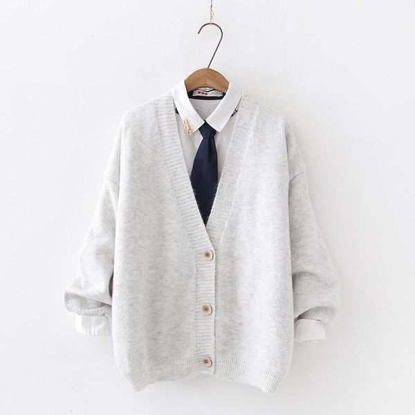 

women's knits & tees autumn cardigan womens sweaters v neck long sleeve loose jumper female japanese knitted jacket students knit sweat, White