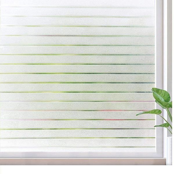 

window stickers 45x100cm sticker striped decal non-adhesive privacy film, glass film tint for home kitchen and office