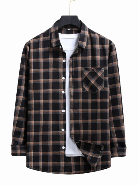 

men plaid pocket front shirt without tee g4uh#, White;black